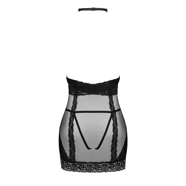 Obsessive - Lacrisia Chemise XS/S. Czarna koszulka z chokerem. Idealna koszulka dla delikatnych kobiet z pazurem