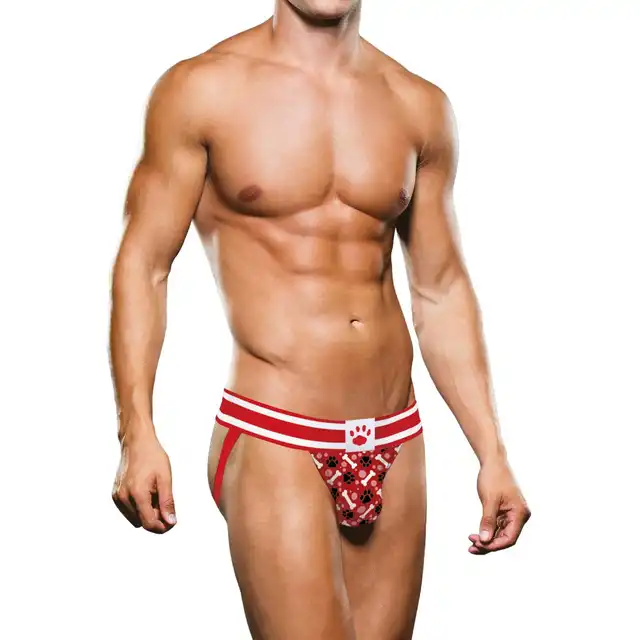 Prowler - Red Paw L Jock Briefs. Seksowne męskie slipy z jockstrapami. Pasy unoszące pośladki .Ciekawy nadruk w kości i łapy. 