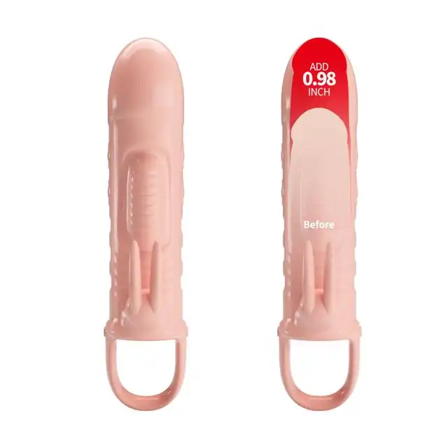 Pretty Love - Sloane Flesh. Wibrująca nakładka na penisa z uszkami królika. Super stymulacja penisa i łechtaczki!