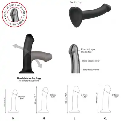 SEMI-REALISTIC DUAL DENSITY BENDABLE DILDO VANILLA - L