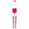 Obsessive - Kissmas Teddy XS/S. Seksownie uwodzicielskie body w stylu mikołajki. Niesamowite przebranie śnieżynki z czapeczką 