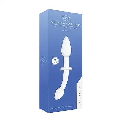 Crystalino - Doubler White - dwustronne szklane dildo. Nietłukące oraz nieporowate! Mega Sale!
