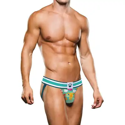 Prowler - Beach XL Jock Slip. Męskie slipy typu jockstrap świetnie podnoszące i eksponujące pośladki. Motyw inspirowany plażowaniem. 