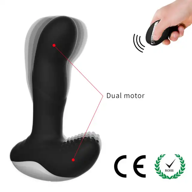 Boys Of Toys - Silicone Massager Black. Wibrujący stymulator prostaty z funkcją podgrzewania i ruchomą końcówką, sterowany na pilota