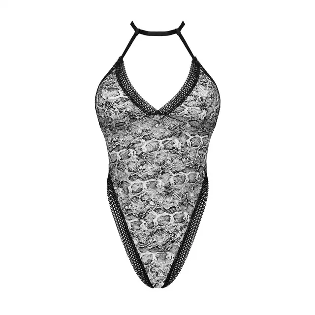 Obsessive - Xenita L/XL. Kuszące body w wężowym wzorze. Odrobina dzikości, szczypta kobiecości i krzta elegancji to połączenie idealne!
