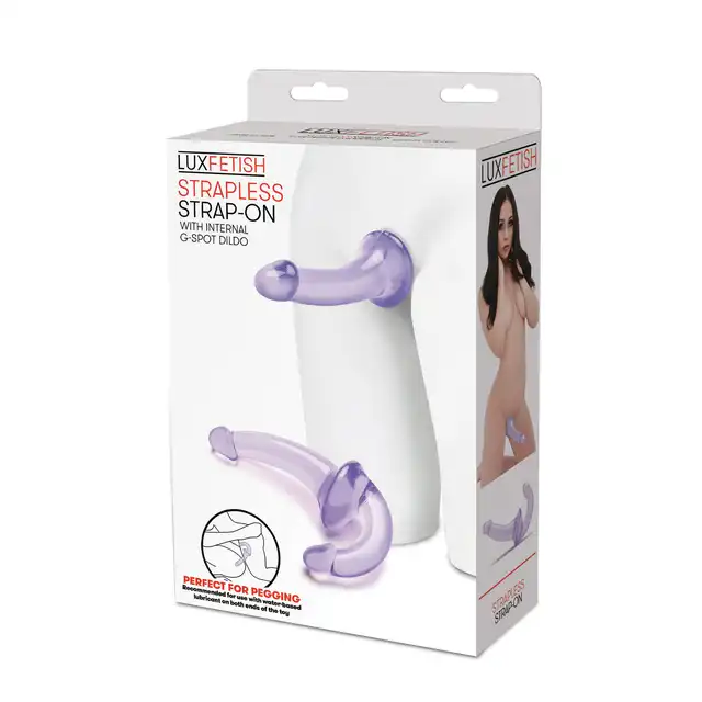 Lux Fetish - Strapless Strap-On Purple. Dwustronny strapon bez uprzęży z innowacyjnym wygięciem. Orgazm dla obydwojga gwarantowany!