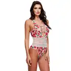 Baci - White Floral &amp; Lace Teddy S/M - kwieciste body z białą koronką. Zmysłowe podkreślenie talii. Mega Oferta -70%