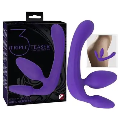You2Toys - Strapless Strap-On. Genialne penetrujące trio. Strap-on umożliwia penetrację obu partnerów jednocześnie. Dwie wtyczki dla aktywa i dildo dla pasywa