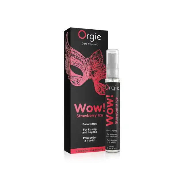 Orgie - Wow! Strawberry Ice. Sprej oralny o smaku truskawki, mięty i eukaliptusa z funkcją chłodzenia!