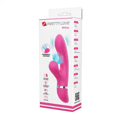 Pretty Love - Willow. Podwójny wibrator z funkcją wibracji i ssania. Nowy poziom stymulacji punktu G i łechtaczki
