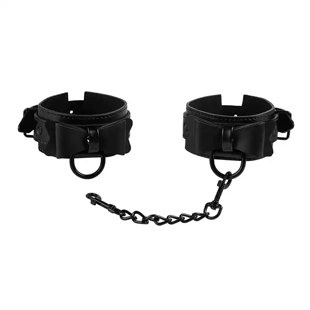Sportsheets - Sincerely Bow Tie Cuffs - czarne mankiety z łańcuchem i kokardkami