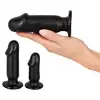 Anos - Butt Plug Training Kit. Zestaw trzech czarnych wtyczek analnych w kształcie penisów. Stopniuj swoje analne doświadczenie tak jak lubisz