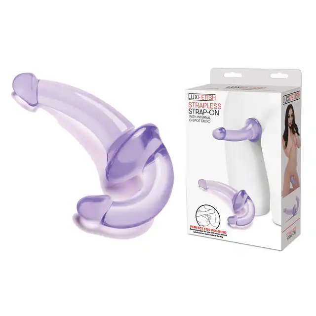 Lux Fetish - Strapless Strap-On Purple. Dwustronny strapon bez uprzęży z innowacyjnym wygięciem. Orgazm dla obydwojga gwarantowany!