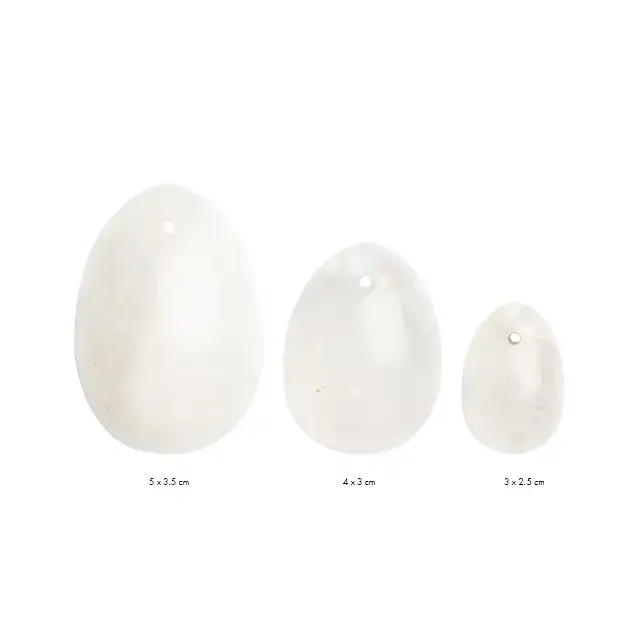 La Gemmes - Yoni Egg Set Clear Quartz - ekskluzywne jajeczka wykonane z kamieni szlachetnych. Noś jako biżuterię 