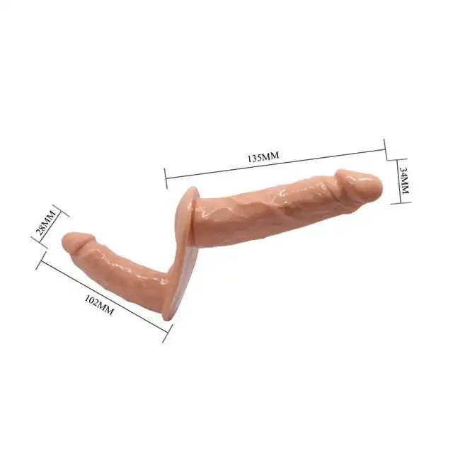 Baile - Double Dildos Strap On. Strap on z podwójnym dildo, zapewniający dogłębną stymulacje partnerów w tym samym czasie.