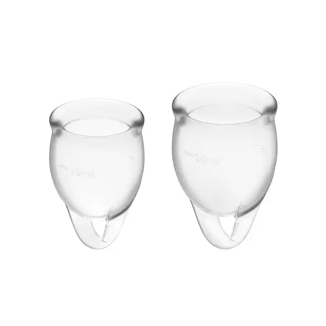 Satisfyer - Feel Confident Transparent - zestaw dwóch kubeczków menstruacyjnych. Gwarancja bezpieczeństwa
