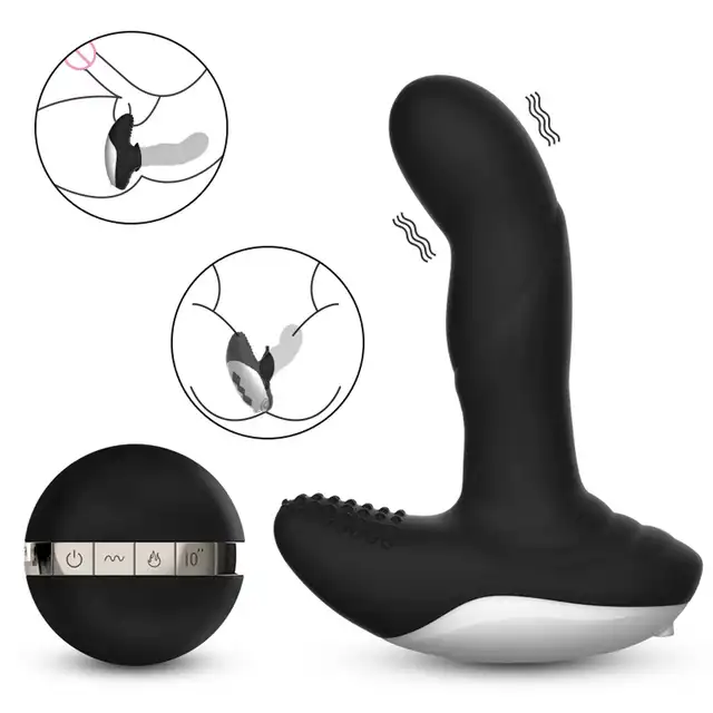Boys Of Toys - Silicone Massager Black. Wibrujący stymulator prostaty z funkcją podgrzewania i ruchomą końcówką, sterowany na pilota