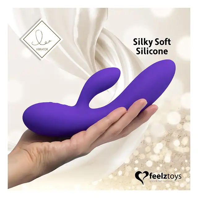 FeelzToys - Lea Purple Glitter - wibrator z króliczkiem do perfekcyjnej stymulacji. Dwa silniki sterowane niezależnie 