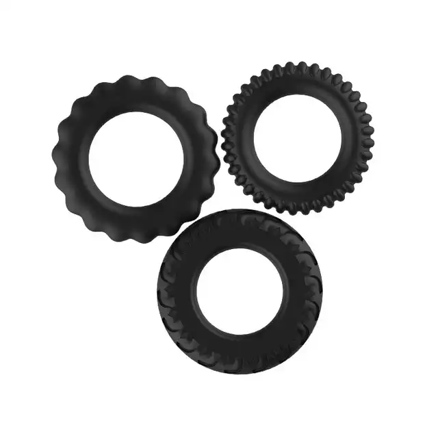 Baile - Titan Cock Rings. Zestaw trzech ringów erekcyjnych na penisa. Naturalne wzmocnienie erekcji. Wydłuż swój stosunek