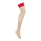 Obsessive - Mellania Stockings S/M. Pończochy samonośne z koronką. Seksowna czerwień idealnie podkreśli Twój seksapil