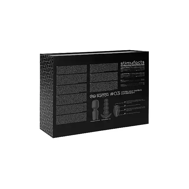 Shots - Switch Kit #3 Black - zestaw wibratorów z wymiennymi główkami oraz zmysłowa opaską i delikatnym piórkiem. Ostatnia sztuka!