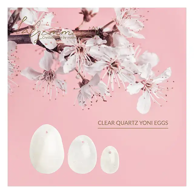 La Gemmes - Yoni Egg Set Clear Quartz - ekskluzywne jajeczka wykonane z kamieni szlachetnych. Noś jako biżuterię 