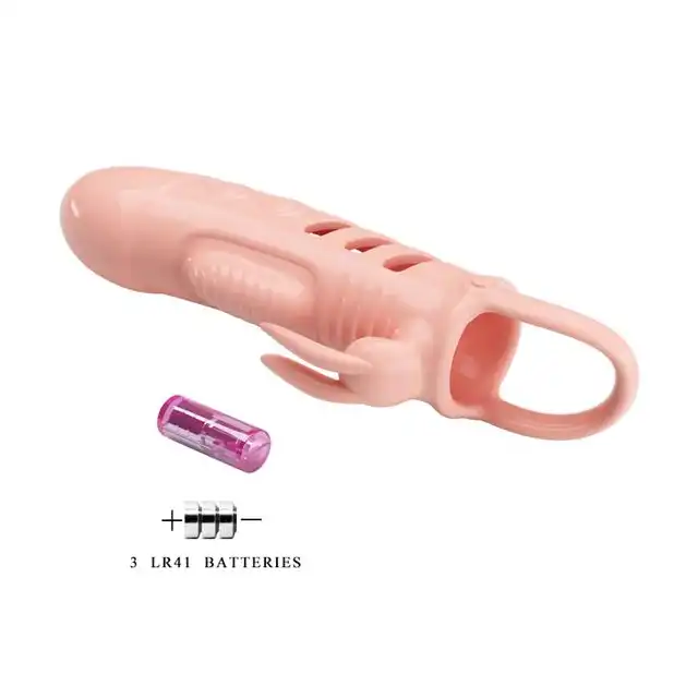 Pretty Love - Sloane Flesh. Wibrująca nakładka na penisa z uszkami królika. Super stymulacja penisa i łechtaczki!