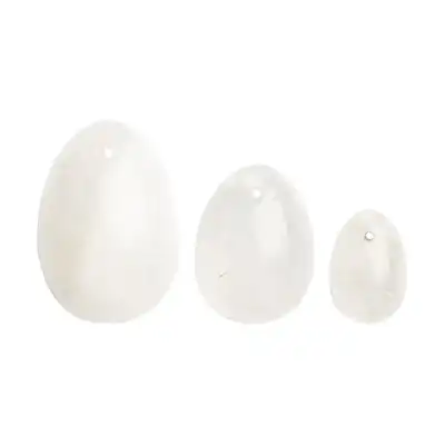 La Gemmes - Yoni Egg Set Clear Quartz - ekskluzywne jajeczka wykonane z kamieni szlachetnych. Noś jako biżuterię 