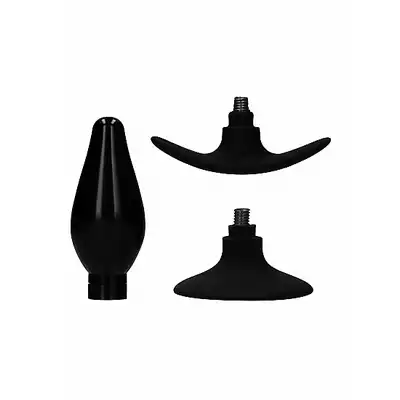 Ouch! - Interchangeable Butt Plug Set M. Zestaw analny z wymiennymi końcówkami. Podstawa z ergonomicznym uchwytem lub mocną przyssawką. Ty wybierz na co masz ochotę. Ostatnia sztuka!