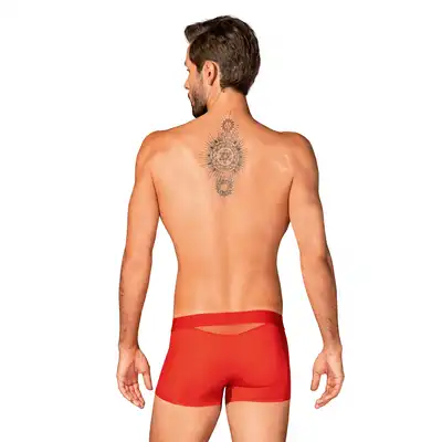 Obsessive - Boldero Boxer Shorts Red S/M - męskie bokserki w urzekającym, czerwonym kolorze. Intrygująca siateczka