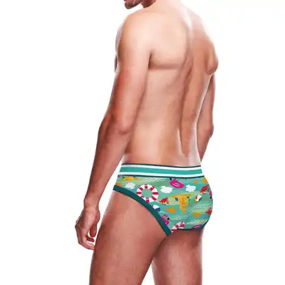 Prowler - Beach XL  Briefs. Slipy męskie o satynowym wykończeniu z wzorem inspirowanym plażowaniem 