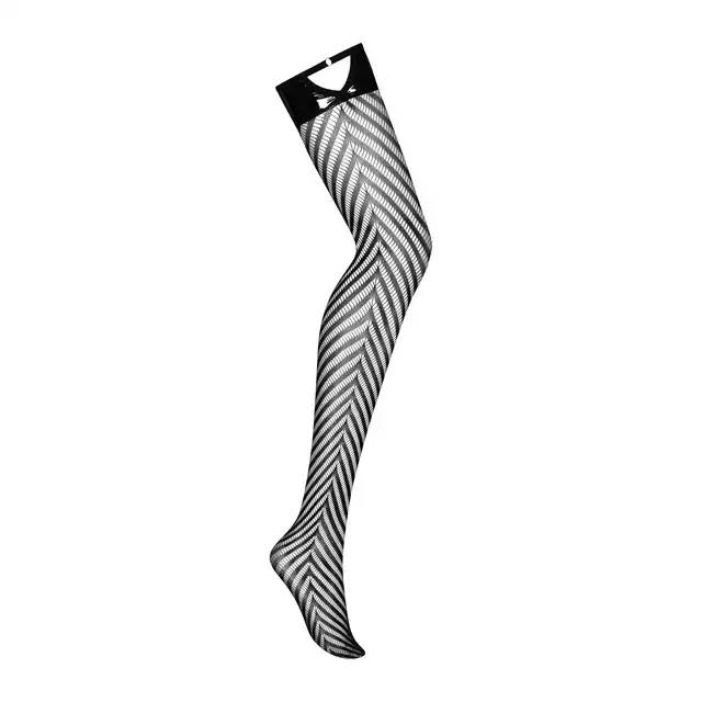 Obsessive - S818 Stockings S/M. Czarne drapieżne pończochy. Delikatny i zmysłowy materiał rozpalający zmysły