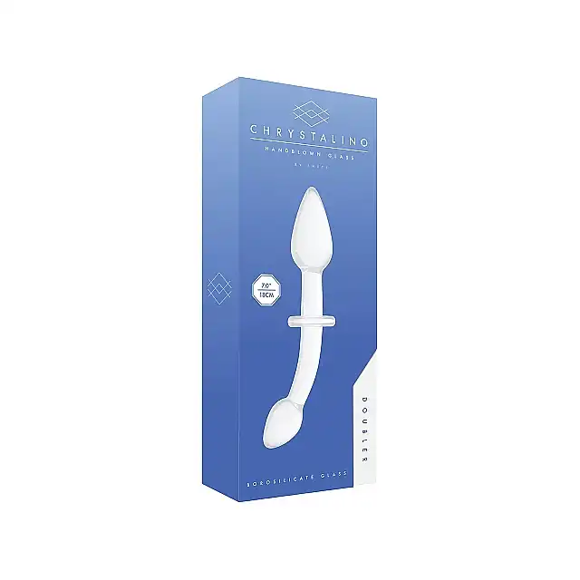 Crystalino - Doubler White - dwustronne szklane dildo. Nietłukące oraz nieporowate! 