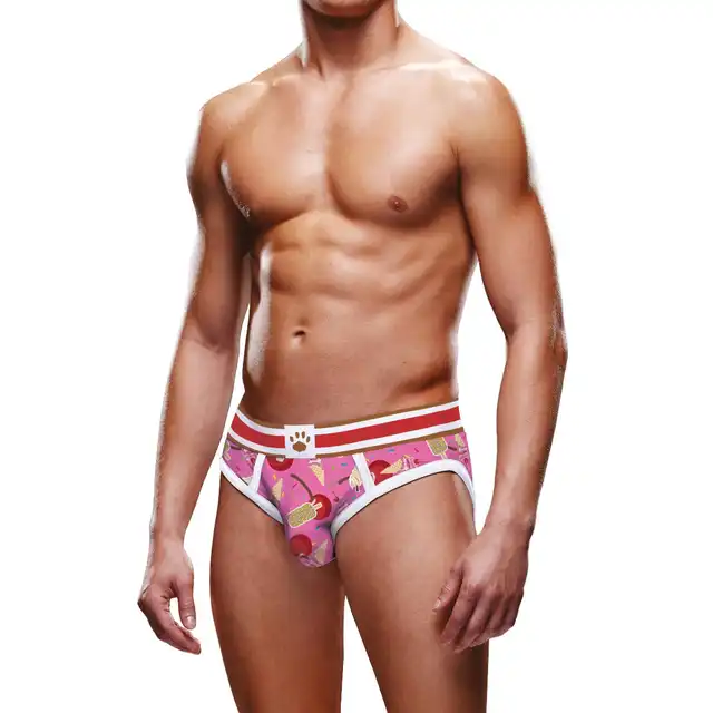 Prowler - Ice Cream L Open Briefs. Slipy męskie z dwuznacznym nadrukiem lodów i wiśni. Pięknie wyeksponowane pośladki. 