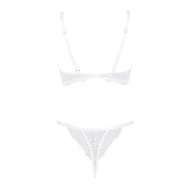 Obsessive - Bianelle Set L/XL. Niezwykle seksowny komplet białej bielizny. Piękne podkreślenie wszystkich atutów kobiecej sylwetki