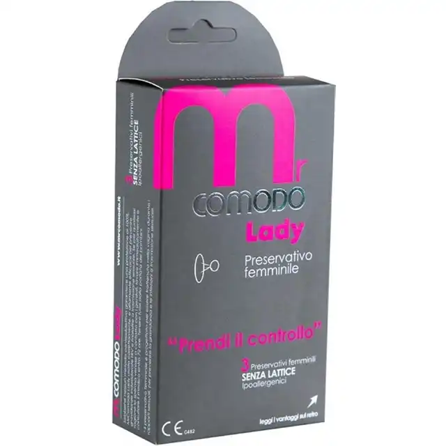 MrComodo - Lady Condoms 3pc. Dopochwowe prezerwatywy dla kobiet. Wykonana z syntetycznej żywicy najwyższej jakości. Cienka, wytrzymała i komfortowa!