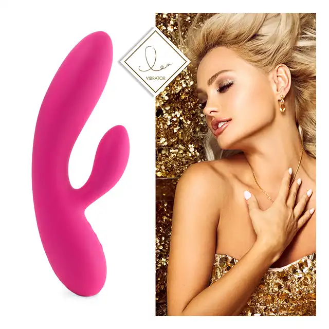 FeelzToys - Lea Rubine Red - wibrator z króliczkiem w eleganckim opakowaniu. Dwa, niezależne silniki
