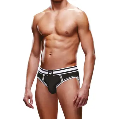 Prowler - Open Briefs Black&amp;White XL. Modne męskie slipy z seksownym wycięciem na pośladki, czarno-białe  