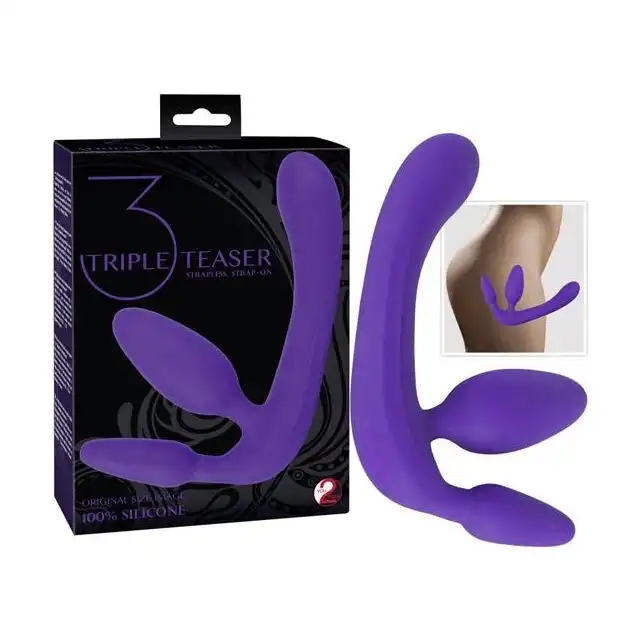 You2Toys - Strapless Strap-On. Genialne penetrujące trio. Strap-on umożliwia penetrację obu partnerów jednocześnie. Dwie wtyczki dla aktywa i dildo dla pasywa