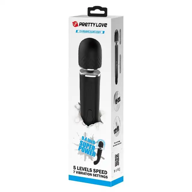 Pretty Love - Charming Massager Black - super mocny masażer z ruchomą główką 
