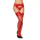 SoftLine - Stockings 5528. Seksowne czerwone pończochy. Ponętne podkreślenie nóg. Rozmiar: 3.