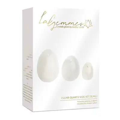 La Gemmes - Yoni Egg Set Clear Quartz - ekskluzywne jajeczka wykonane z kamieni szlachetnych. Noś jako biżuterię 
