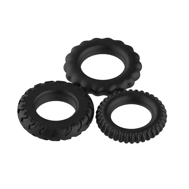 Baile - Titan Cock Rings. Zestaw trzech ringów erekcyjnych na penisa. Naturalne wzmocnienie erekcji. Wydłuż swój stosunek