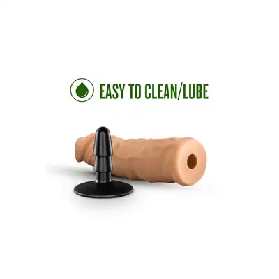 LOCK ON ARGONITE 8 INCH DILDO WITH SUCTION CUP ADAPTER MOCHA