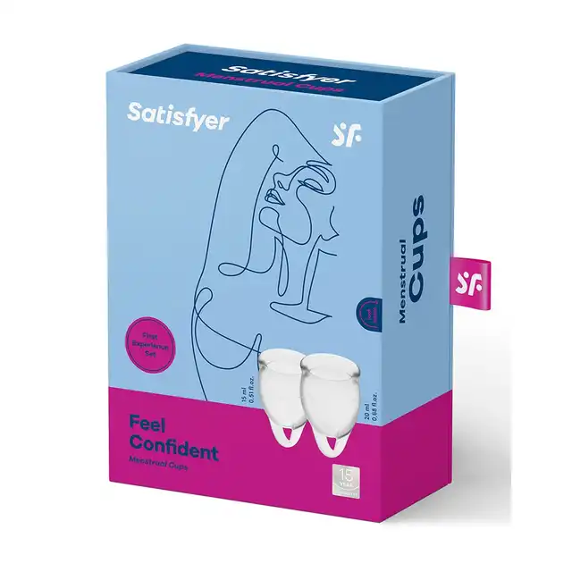 Satisfyer - Feel Confident Transparent - zestaw dwóch kubeczków menstruacyjnych. Gwarancja bezpieczeństwa