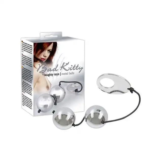 Bad Kitty - Metal Balls. Ciężkie metalowe kulki gejszy dla zaawansowanych użytkowników. Komfortowy trening mięśni kegla