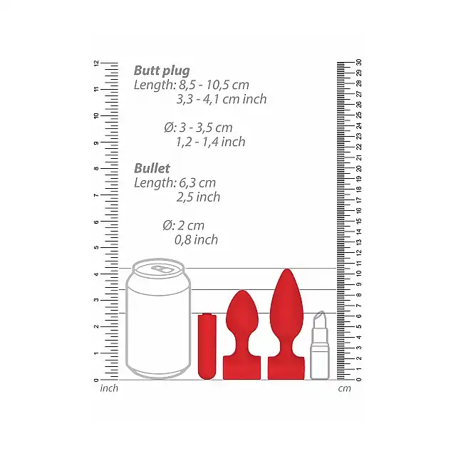 Ouch! - USB-Rechargeable Anal Set. Zestaw analnych wtyczek i wibratorów. Pocisk wibrujący ładowany USB. Niekończąca się analna przyjemność