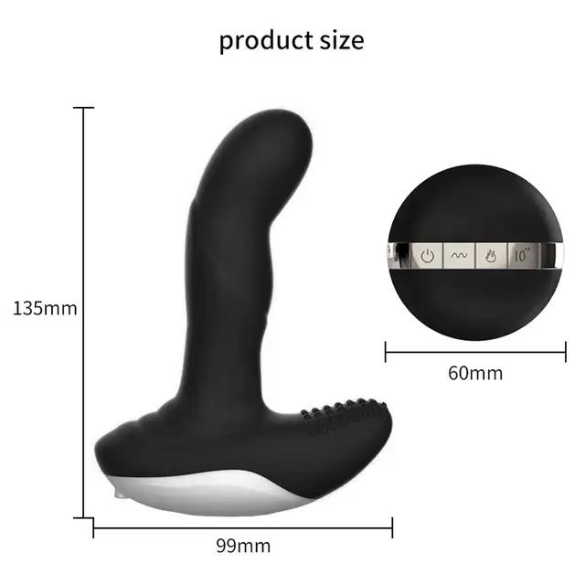 Boys Of Toys - Silicone Massager Black. Wibrujący stymulator prostaty z funkcją podgrzewania i ruchomą końcówką, sterowany na pilota