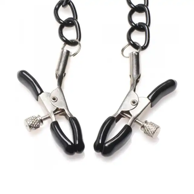 Master Series - Collared Temptress Collar - kołnierz połączony z zaciskami na sutki. Rozkręć sesję BDSM 