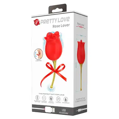 Pretty Love - Rose Lover. Elegancki wibrator w kształcie róży. 12 trybów wibracji i lizania. Idealny na prezent dla wybranki serca